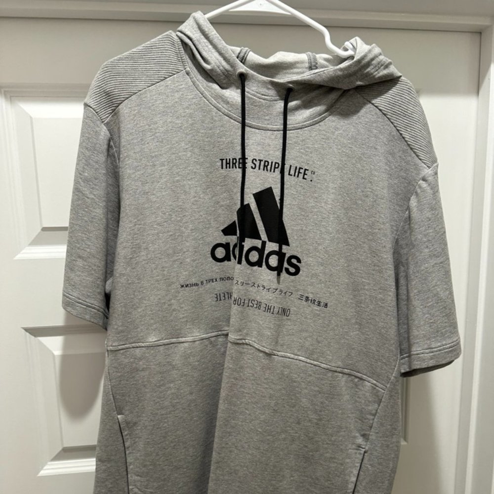 Adidas Three Stripe Life Short Sleeve Hoodie